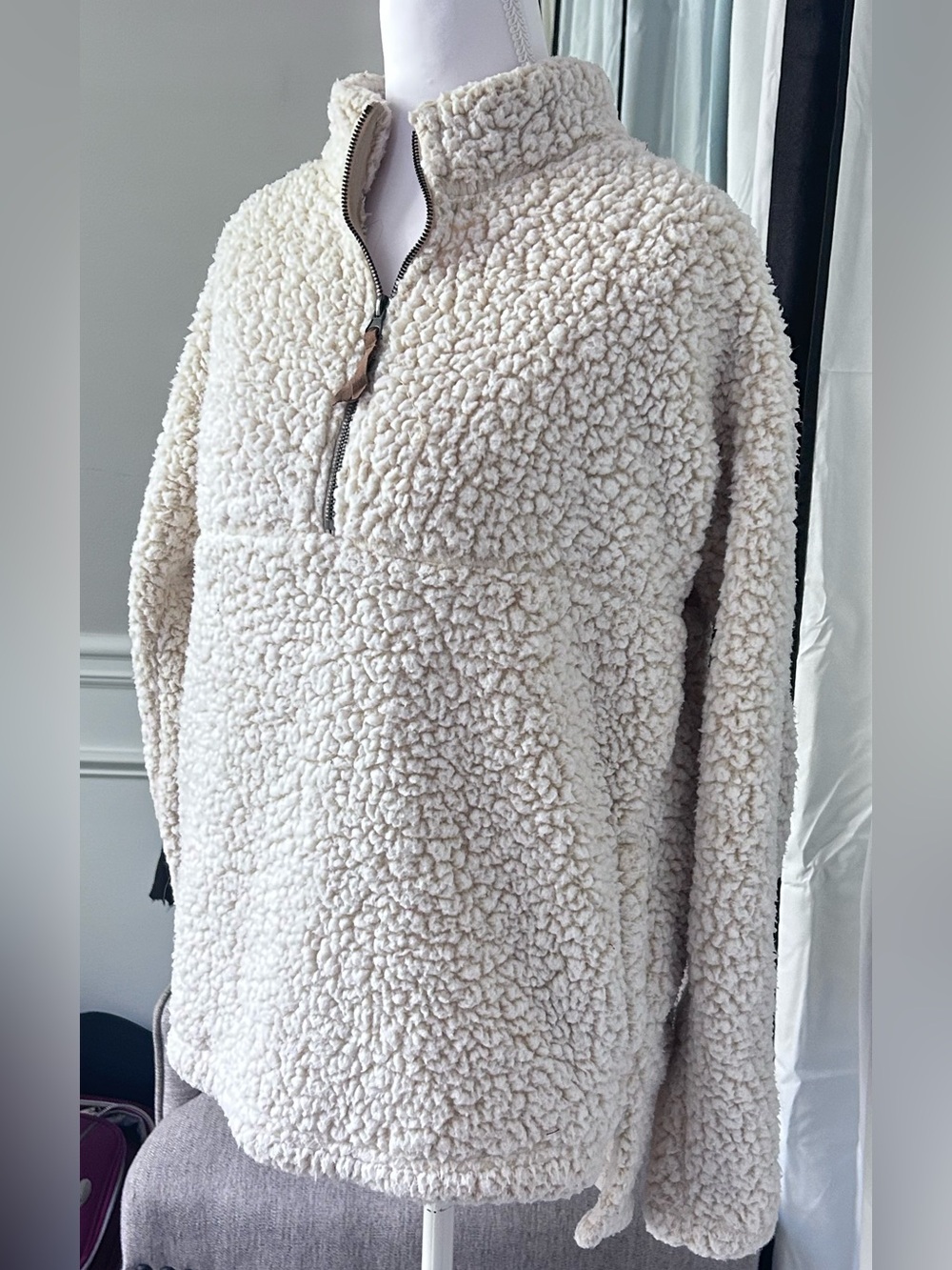 Time and Tru Cream Sherpa Half-Zip Pullover